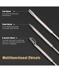 Yescom 17pcs Sds Plus Rotary Hammer Drill Bits Chisel Concrete Masonry Hole Tool Set