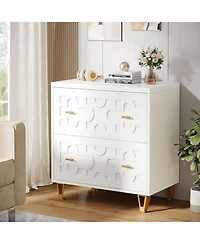 Tribesigns 2-Drawer Lateral File Cabinet, Modern White Filing Cabinet, Large Storage Filing Cabinet Printer Stand for Home Office, White and Gold