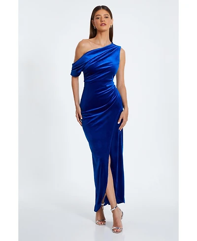 Quiz Women's Velvet Asymmetric Midaxi Dress