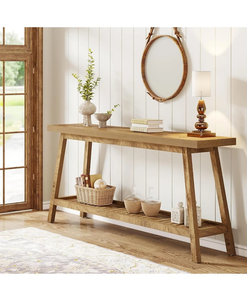 Tribesigns Farmhouse Console Entryway Table: 70.9 Inches All Wood Console Table for Entrance, 2 Tiers Narrow Long Behind Couch Sofa Table, Foyer Entry