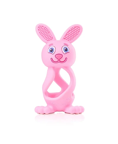 Brush-Baby Bobbie Bunny Baby Teether Toy Rose Pink | Twist & Bounce Teething Toy