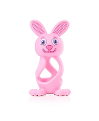 Brush-Baby Bobbie Bunny Baby Teether Toy Rose Pink | Twist & Bounce Teething Toy
