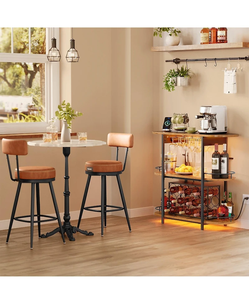 Slickblue Bar Cabinet with Led Lights and Power Outlets