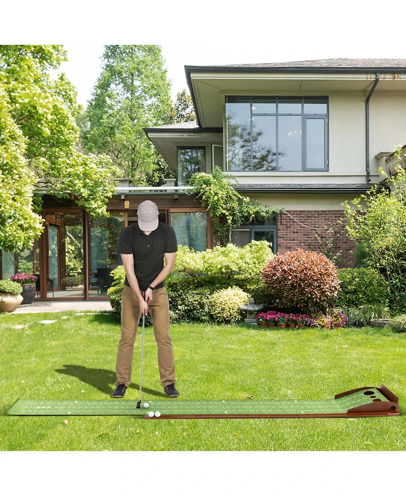 Golf Putting Mat Practice Training Aid with Auto Ball Return and 3 Hole Sizes