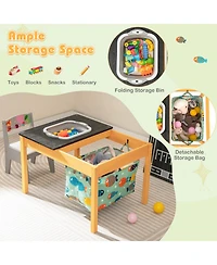 Sugift 3-in-1 Kids Sand Water Activity Table with Foldable Storage Bin