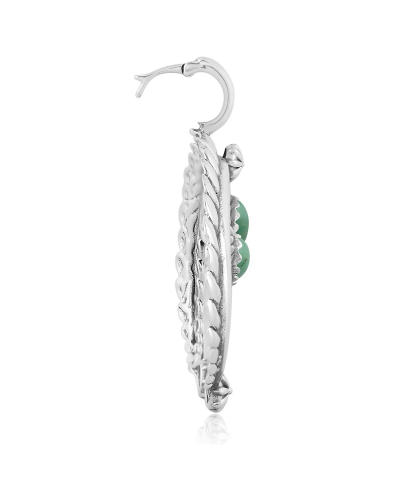 American West Jewelry Sterling Silver and Pear Cut Green Turquoise Gemstone Rope Naja Pendant Enhancer