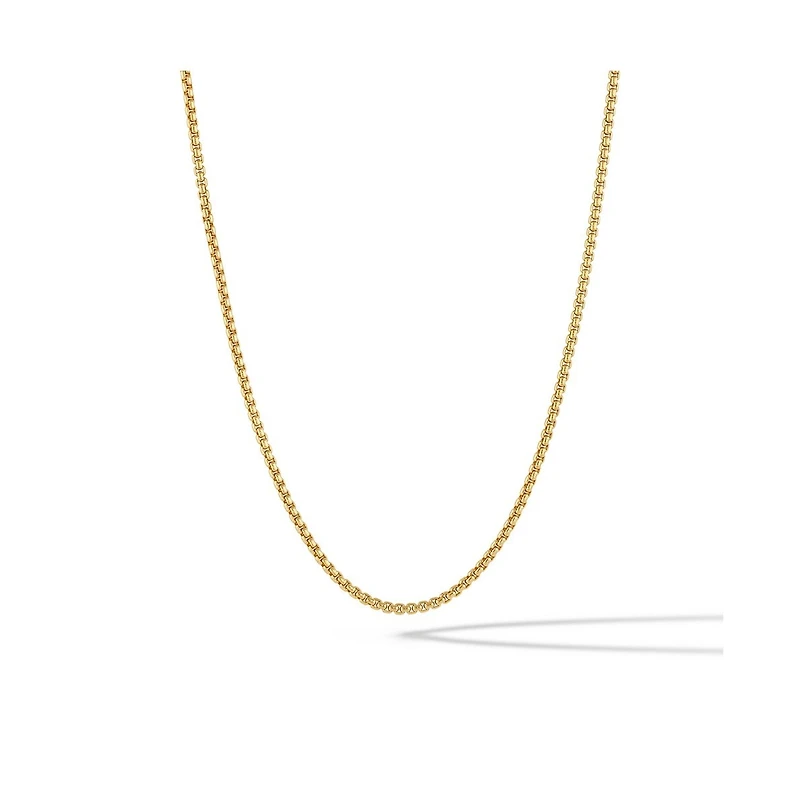 Vincero Men's Box Chain Necklace 2mm Sterling Silver Bonded with 14K Gold and Parrot Clasp