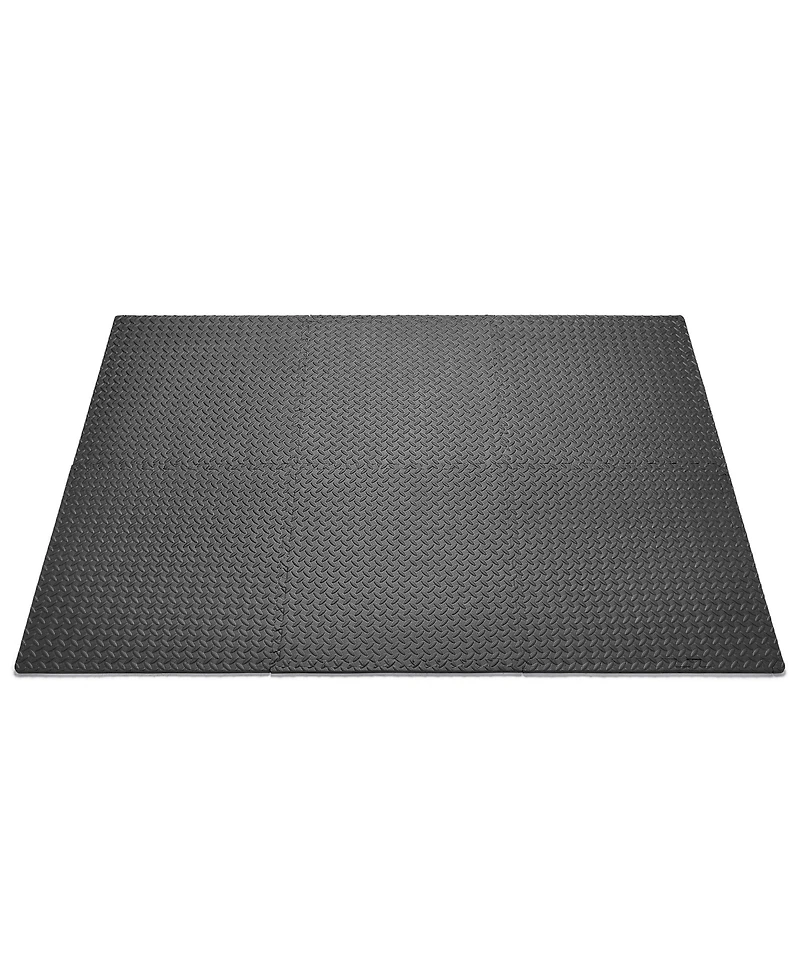 Sunny Health & Fitness ½ inch Thick Puzzle Exercise Mat, Durable, Non-Slip, Water Resistant, Black