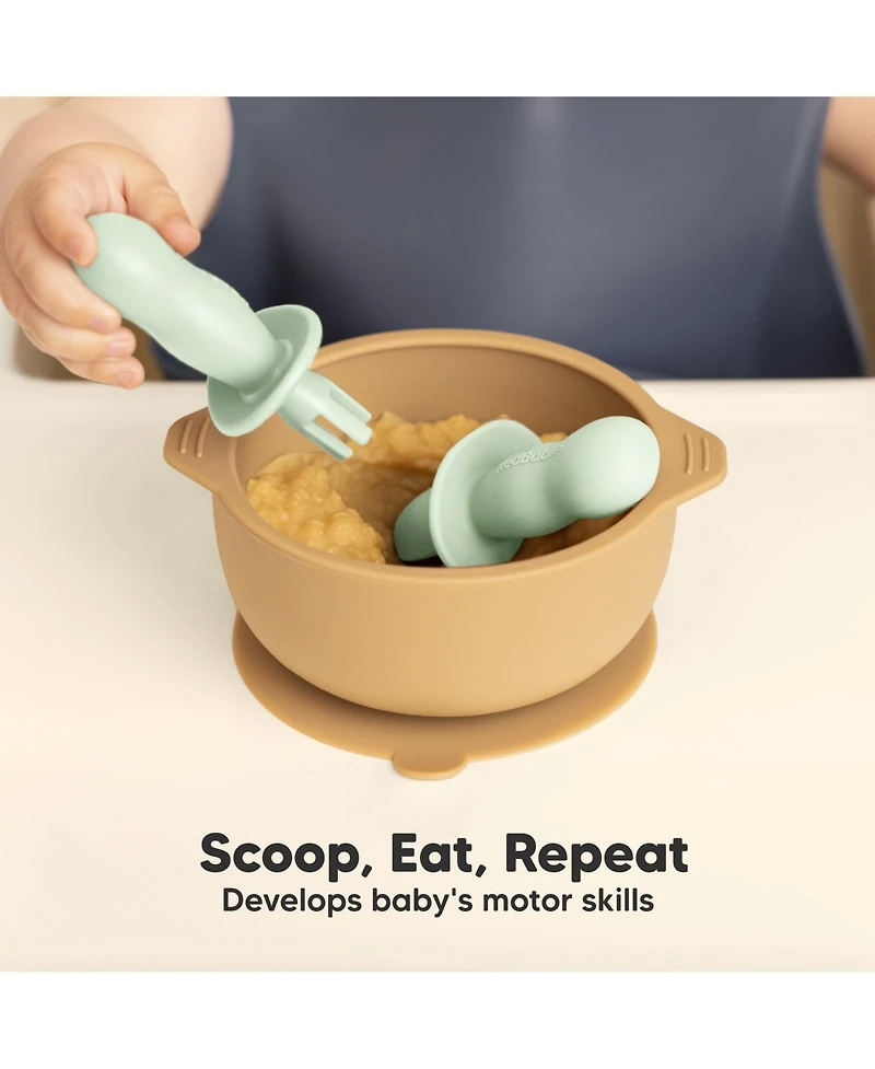KeaBabies 4-Pack Prep Baby Spoons & Forks Set, Self Feeding Utensils 6-18 Months, Silicone Blw Bpa-Free