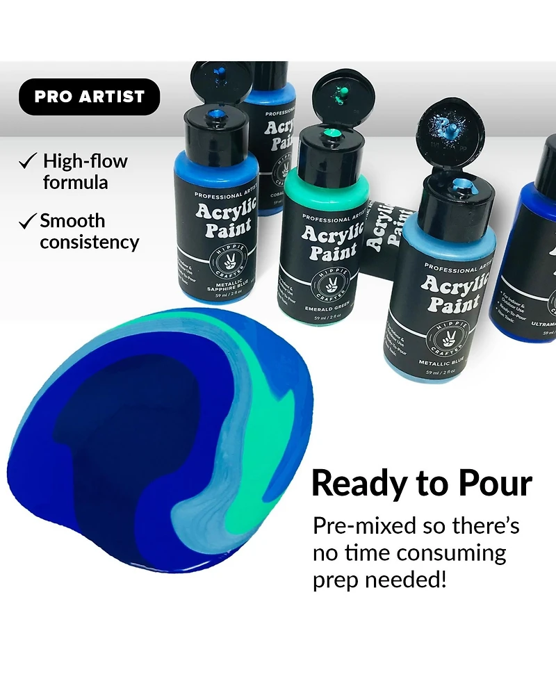 Hippie Crafter Acrylic Pouring Paint 24 Color Set