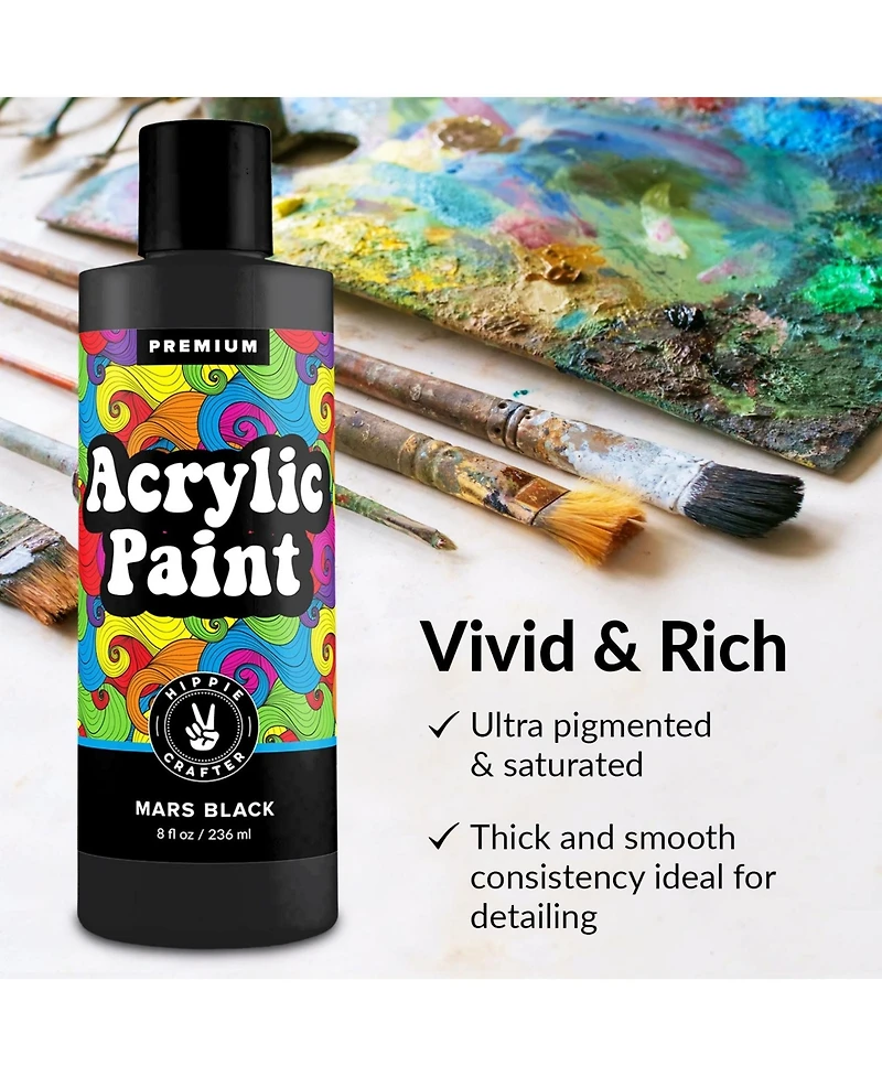 Hippie Crafter 8oz Acrylic Paint Black