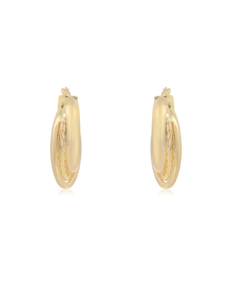 The Lovery Triple Braided Gold Hoops 14K Gold