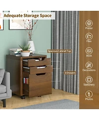 Sugift 3 Drawer Mobile File Cabinet with Lockable Casters