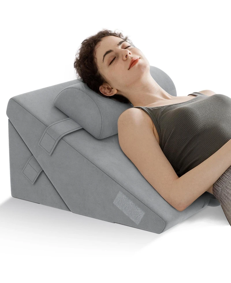 Sugift 3 Pieces Bed Wedge Pillow Set with Air Memory Foam