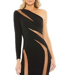Mac Duggal Women's Ieena Jersey One Shoulder Illusion Cut Out Gown