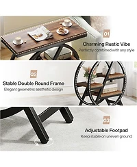 Tribesigns End Table Set of 2, 3-Tier Narrow Sofa Side Table with Storage for Living Room, Wood End Table with Geometric Metal Frame, Industrial Night