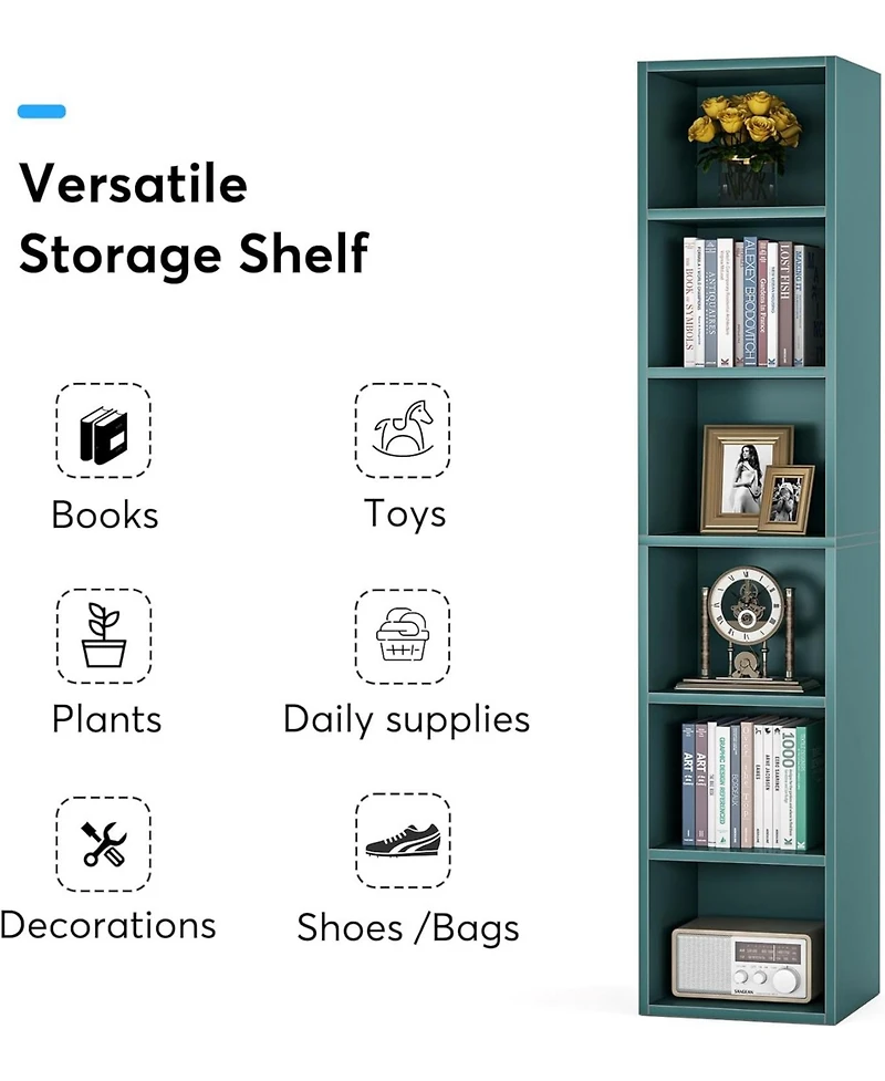 Tribesigns 70.9 Inch Tall Narrow Bookcase Set of 2, Rustic Corner Bookcase with Storage