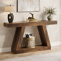Tribesigns Farmhouse Console Table, 55-Inch Rustic Sofa Table with Storage, Industrial Wooden Entryway Table for Hallway, Living Room