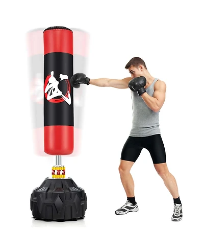70" Freestanding Punching Bag with Fillable Base 12 Suction Cups & Shock Absorbers