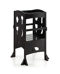 Costway Toddler Folding Kitchen Step Ladder Stool Wooden Safety Tower Helper