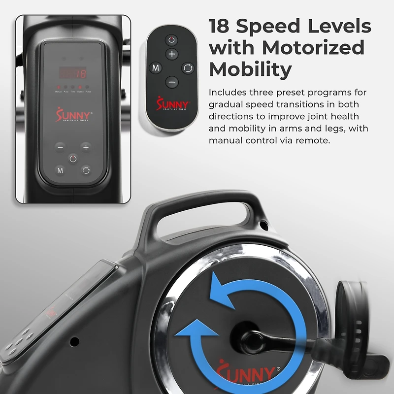 Sunny Health & Fitness Smart Motorized Under Desk Elliptical, Bluetooth with Free SunnyFit App