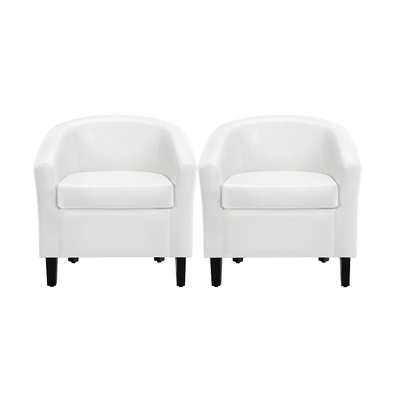 Yaheetech Faux Leather Accent Chair Gray White