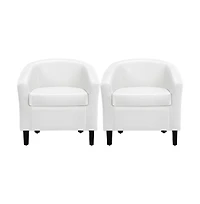 Yaheetech Faux Leather Accent Chair Gray White