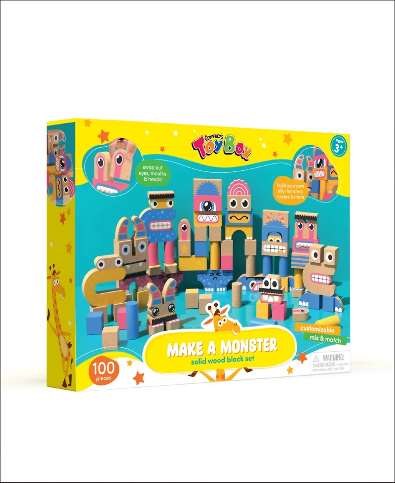 Geoffrey's Toy Box Make A Monster 100-Piece Solid Wood Block Set, Created for Macy's
