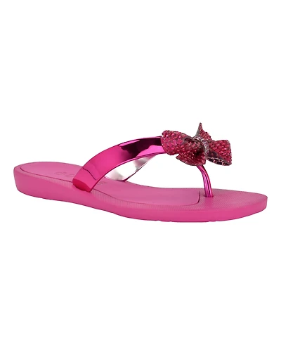 Guess Women's Tata Eva Sparkle Bow Flip Flop Sandals