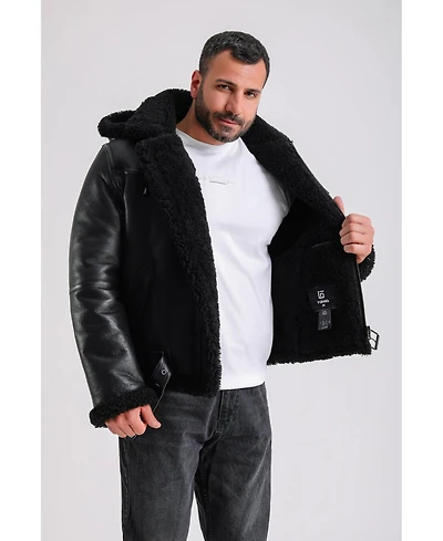 Furniq Uk Men's Premium Black Sheepskin Jacket