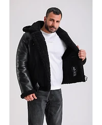 Furniq Uk Men's Premium Black Sheepskin Jacket
