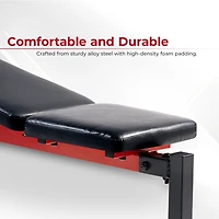 Sunny Health & Fitness Adjustable Standard Incline Weight Bench, Bench Press with Barbell Rack