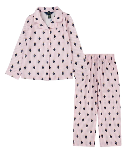 Polo Ralph Lauren Girls 7-16 2-Piece Bear Long Sleeve Shirt and Pant Pajama Set