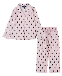 Polo Ralph Lauren Girls 7-16 2-Piece Bear Long Sleeve Shirt and Pant Pajama Set