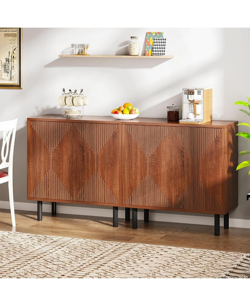 Tribesigns Sideboard Storage Cabinet, Wooden Buffet Cabinet, Sideboard Buffet Cabinet, Floor Cabinet with Doors, Accent Cabinet for Living Room, Hallw