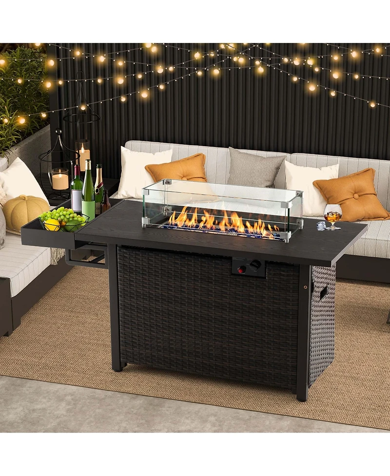 52'' Outdoor Gas Fire Pit Table Patio Propane Firepit with Cover 50,000 Btu