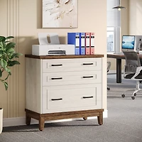 Tribesigns 3-Drawer File Cabinet, Lateral Filing Cabinet for A4/Letter/Legal Size, Wood Office Storage Cabinet Printer Stand for Home Office, Living R