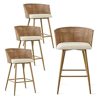 Scandia-style Set of 4 Armless Counter Height Stool with Metal Base-Maison Boucle