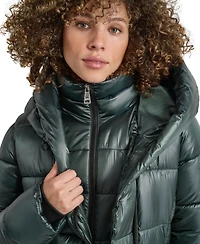 Dkny Women's Bibbed Shawl-Collar Packable Shine Puffer Coat