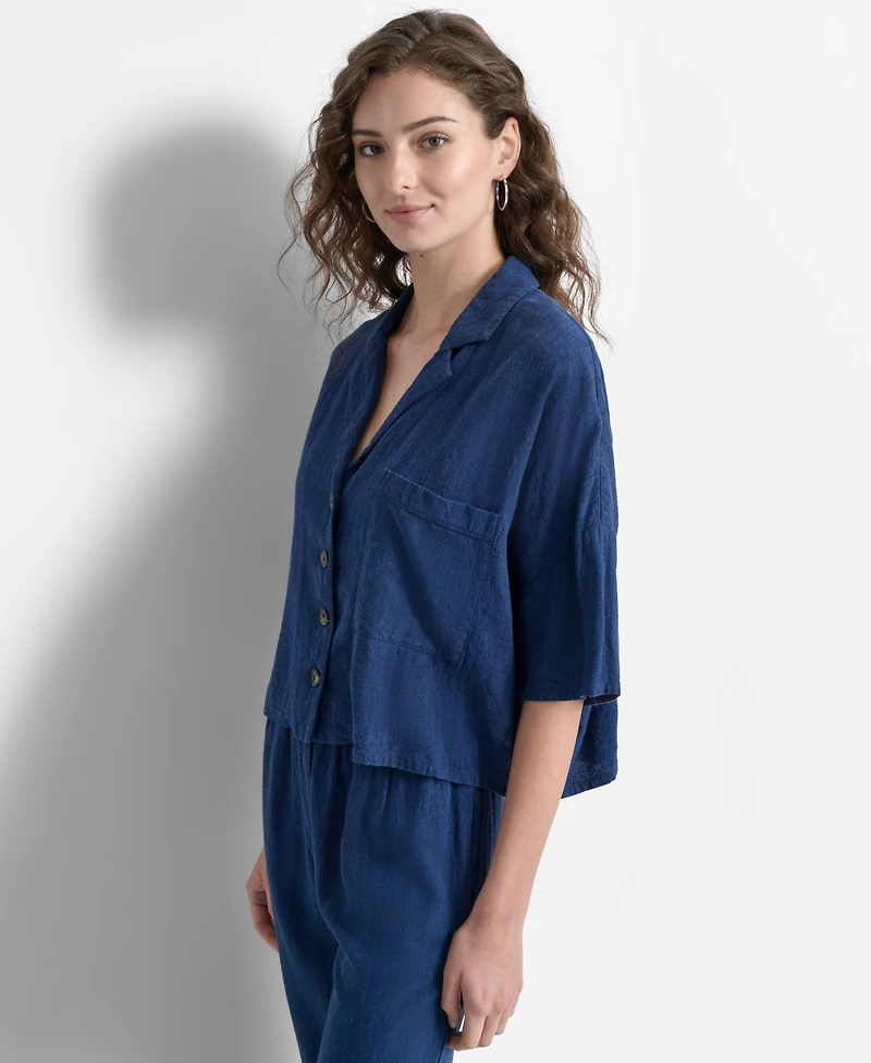 Dkny Women's Elbow-Sleeve Button-Front Shirt
