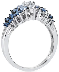 Le Vian Blue Ombre Sapphire (1 ct. t.w.) & White Sapphire (1/3 ct. t.w.) Cluster Ring in 14k White Gold