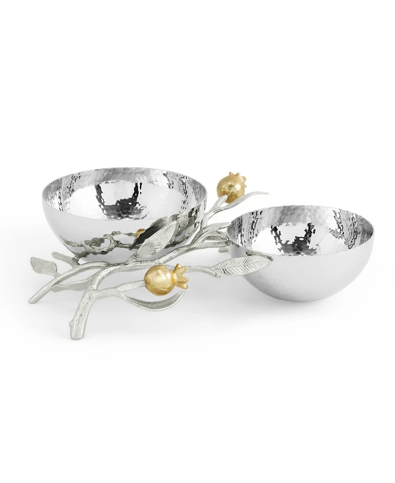 Michael Aram Pomegranate Silver and Gold Double Bowl