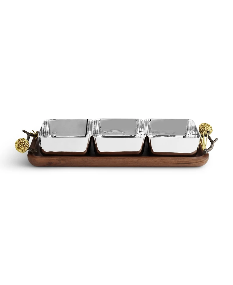 Michael Aram Pinecone Wood Triple Bowl