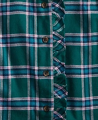 On 34th Women's Festive Plaid Ruffle-Neck Flannel Shirt