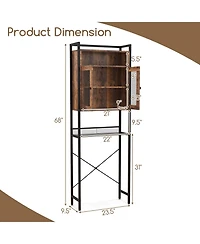 Sugift Over-The-Toilet Storage Cabinet with Heavy-Duty Metal Frame 2-door Freestanding