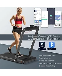 Skonyon 2-in-1 Folding Treadmill with Dual Led Display-Black