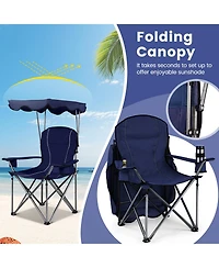 Sugift Portable Folding Beach Canopy Chair with Cup Holders