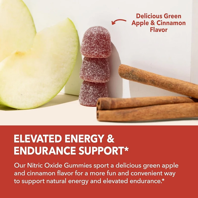 Nitric Oxide Gummies for Men & Women, Nitric Oxide Supplements with L-Arginine and Beet Root, Green Apple & Cinnamon Flavor, Havasu Nutrition, 90ct