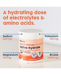 NativePath Native Hydrate, Zero Sugar, Electrolytes Powder with BCAAs, Peach Mango Hydration Powder, Keto & Paleo Friendly, 30 Servings