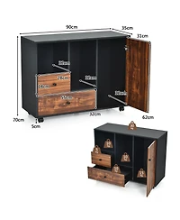 Sugift Mobile Filing Cabinet 2 Drawers with Open Shelves